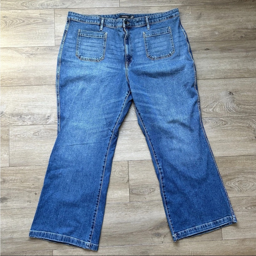 Lauren Ralph Lauren Wide Leg Jeans Womens 22 High Rise Stretch Blue Denim Casual